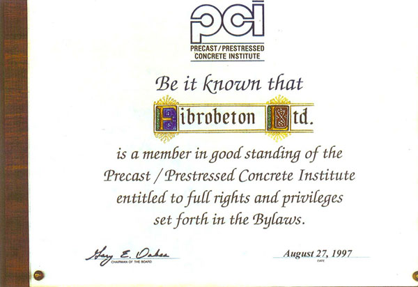 fibrobeton sertificate